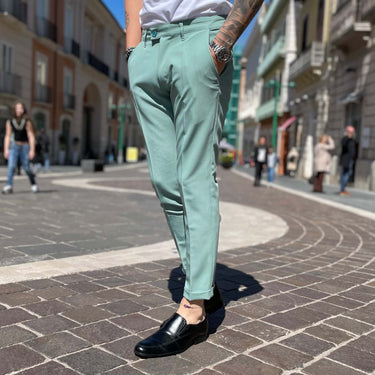 Pantalone Verde acqua con Bottone limited - FLAG STORE